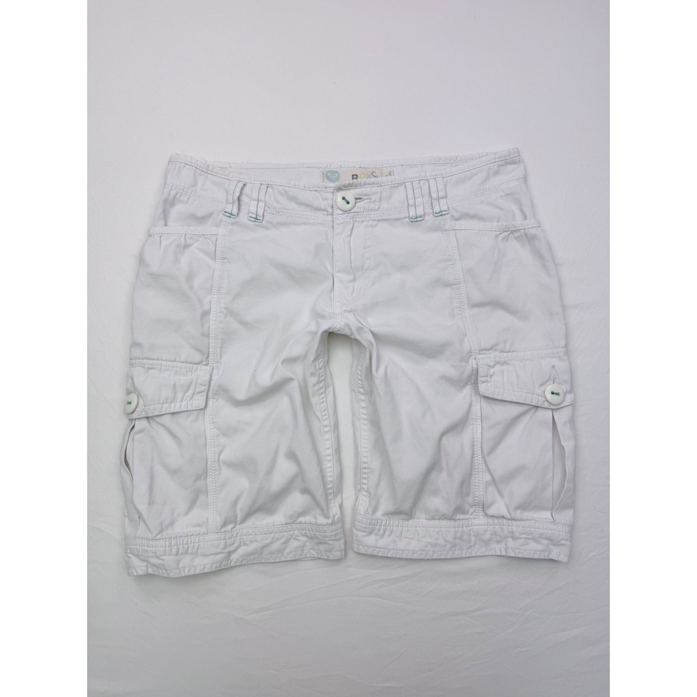 Roxy Y2K Low Rise Cargo Bermuda Shorts Size 9 Beach Utility Whie